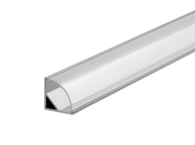 Профіль алюмінієвий кутовий для LED стрічки ПФ-9 L=2000 алюміній (білий матовий розсіювач) 111871 фото