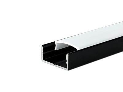 Профіль алюмінієвий накладний для LED стрічки LP-7В L=2000 чорний (розсіювач білий матовий LM-U) 120600 фото