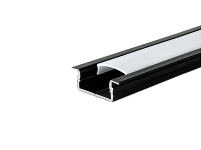 Профіль алюмінієвий врізний для LED стрічки LPV-7 L=2000 чорний (білий матовий розсіювач LM-U) 119785 фото